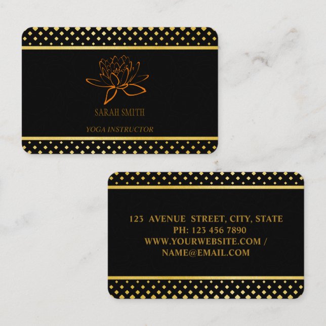 Modern Elegant Professionell golden lotus blomma B Visitkort (Fram/baksida)