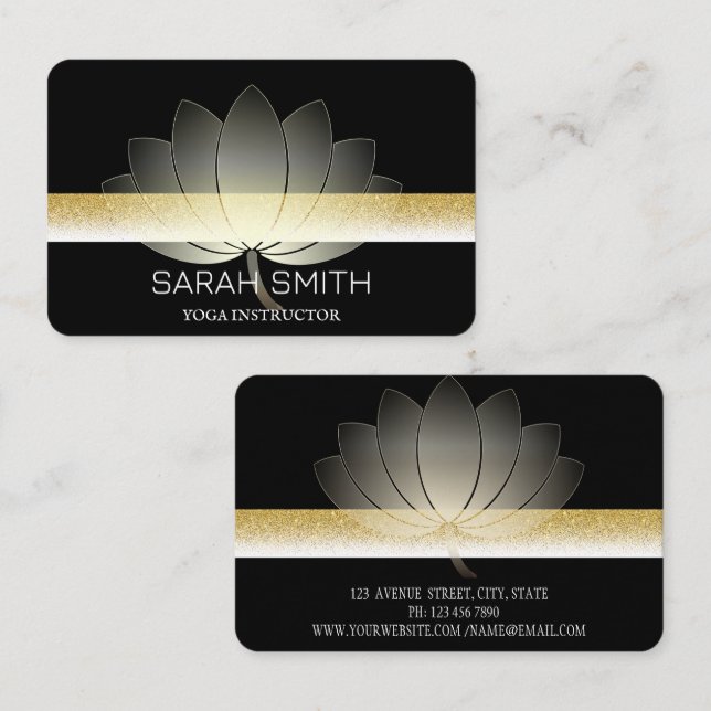 Modern Elegant Professionell golden, lotus blomma Visitkort (Fram/baksida)