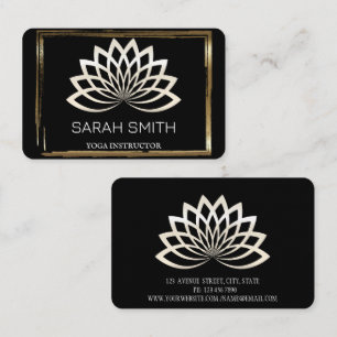 Modern Elegant Professionell golden, lotus blomma Visitkort