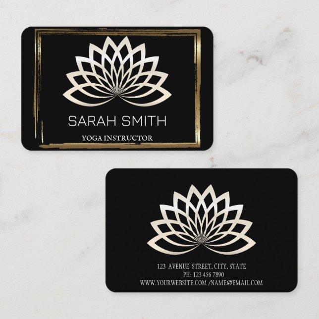 Modern Elegant Professionell golden, lotus blomma Visitkort (Fram/baksida)