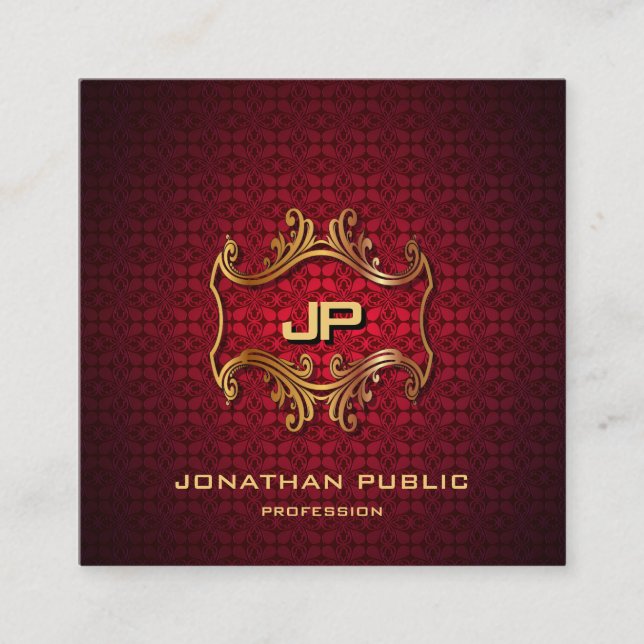 Modern Elegant Professionell Guld Monogram lyx Fyrkantigt Visitkort (Framsida)