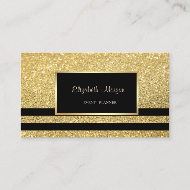 Modern Elegant Professionell Guld, Randig, Ram Visitkort (Framsida)