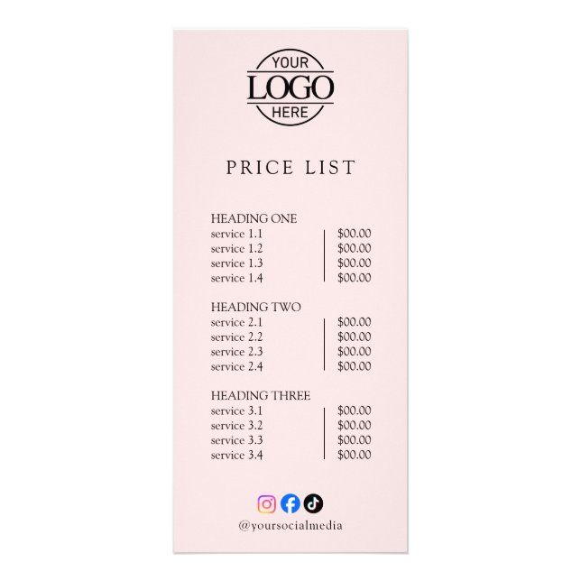 Modern Elegant Professionell Logotyp Meny Prislist (Framsidan)