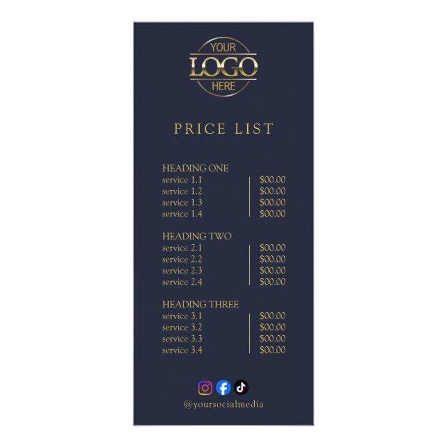 Modern Elegant Professionell Logotyp Meny Prislist (Framsidan)