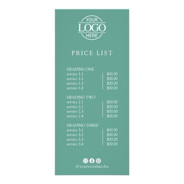 Modern Elegant Professionell Logotyp Meny Prislist (Framsidan)