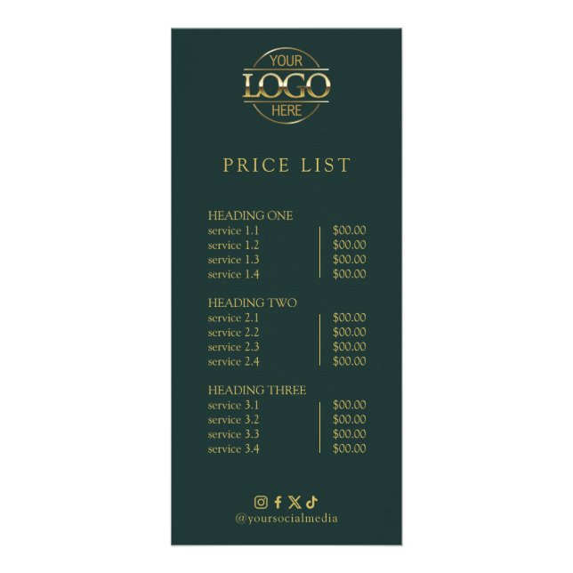 Modern Elegant Professionell Logotyp Meny Prislist (Framsidan)