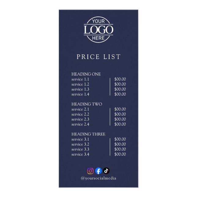 Modern Elegant Professionell Logotyp Meny Prislist (Framsidan)