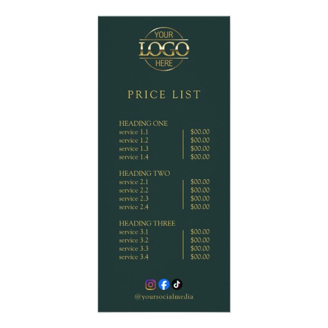 Modern Elegant Professionell Logotyp Meny Prislist (Framsidan)
