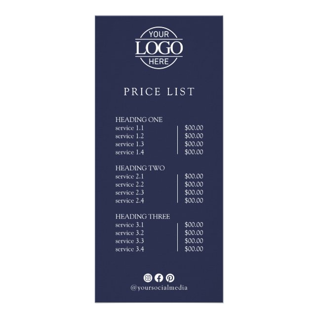 Modern Elegant Professionell Logotyp Meny Prislist (Framsidan)