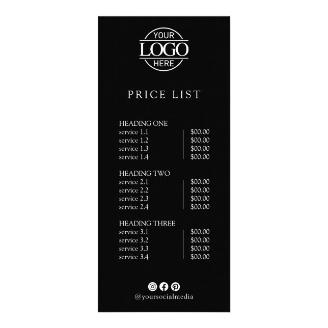 Modern Elegant Professionell Logotyp Meny Prislist (Framsidan)