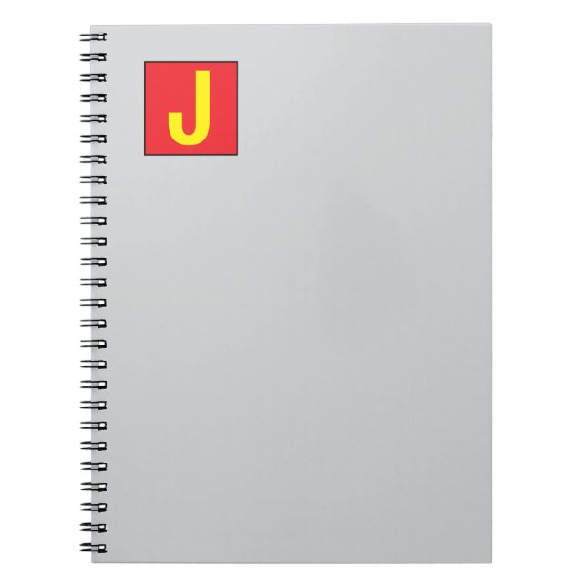 Modern Elegant Professionell Monogram Röd Gul Anteckningsbok (Framsidan)