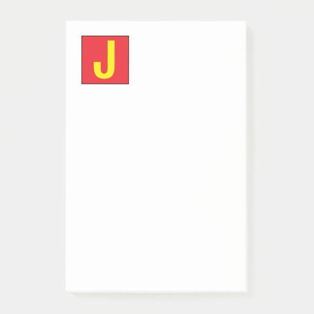 Modern Elegant Professionell Monogram Röd Gul Post-it Block (Framsida)