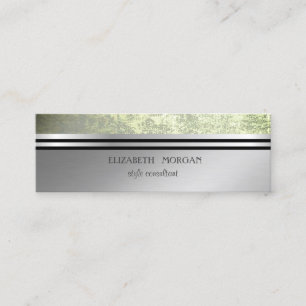 Modern Elegant Professionell Silverrand Grön Mini Visitkort
