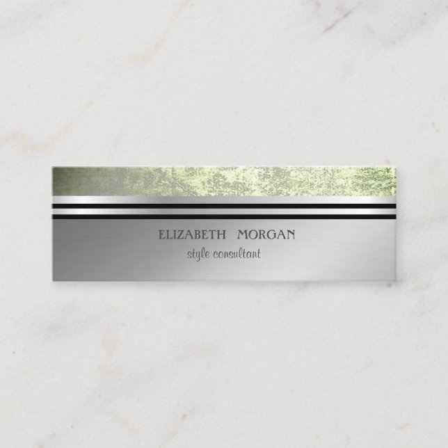 Modern Elegant Professionell Silverrand Grön Mini Visitkort (Framsida)