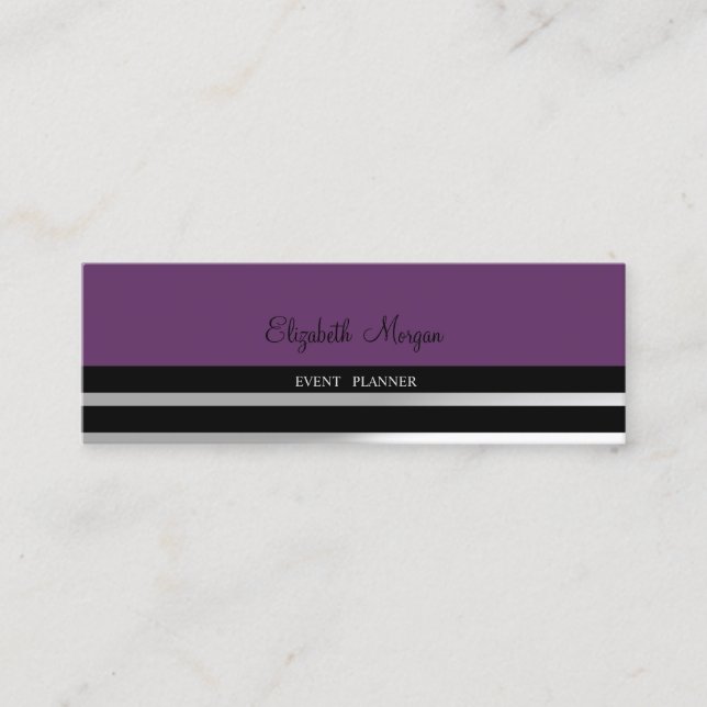 Modern Elegant Professionell, Violett, Randig Mini Visitkort (Framsida)
