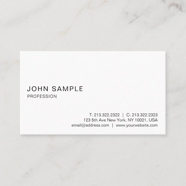 Modern Elegant Professionell - vit minimalistisk Visitkort (Framsida)
