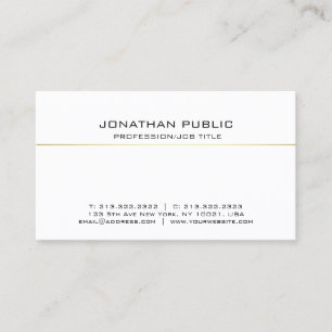 Modern Elegant Professionell White Guld Sleek Visitkort