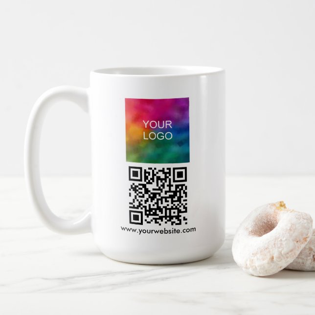 Modern Elegant QR Code Upload Logo Template Kaffemugg (Med munk)