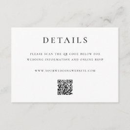 Modern Elegant QR Code Wedding Details Tilläggskort
