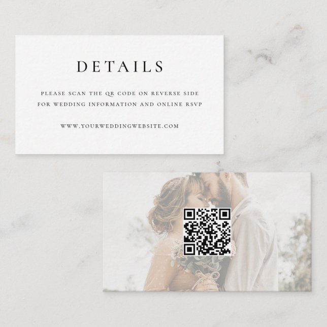 Modern Elegant QR Code Wedding Mini Tilläggskort (Fram/baksida)