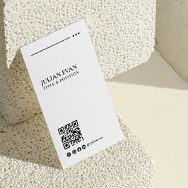 Modern Elegant QR-kod, svart och vit minimalistisk Visitkort