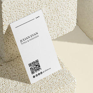 Modern Elegant QR-kod, svart och vit minimalistisk Visitkort