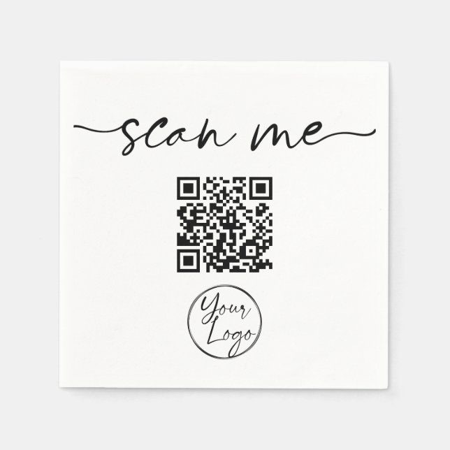 Modern Elegant QR-kod vit Pappersservett (Framsidan)