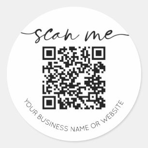 Modern Elegant QR-kod vit Runt Klistermärke