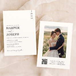 Modern Elegant QR-kodfoto Bröllop Inbjudningar