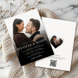 Modern Elegant QR OSA-webbplats, Bröllop-foto Inbjudningar