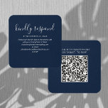 Modern Elegant QR-OSA-webbplatskort för Bröllop Fyrkantigt Visitkort<br><div class="desc">Det snabbare och snabbare sättet att ta emot din OSA från dina gäster. Lägg till din QR-kod som dirigerar dina gäster till din dedikerade bröllop-webbplats så att de enkelt kan svara på din inbjudan.</div>