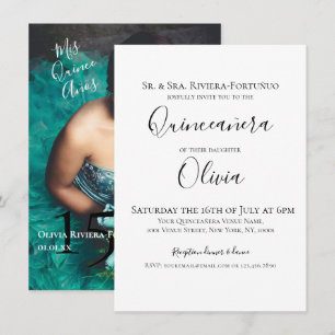 Modern Elegant Quinceanera 15-årsdag 1 Foto Inbjudningar