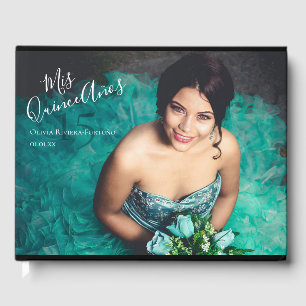 Modern Elegant Quinceanera 15:e födelsedagsfoto Gästböcker