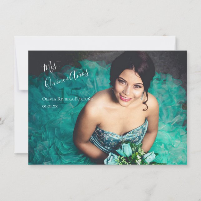 Modern Elegant Quinceanera 15:e födelsedagsfoto Inbjudningar (Baksida)