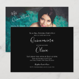 Modern Elegant Quinceanera 15:e födelsedagsfoto Inbjudningar