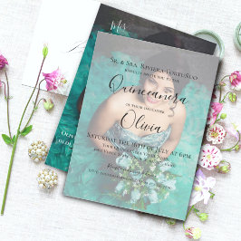 Modern Elegant Quinceanera 15:e födelsedagsfoto Inbjudningar