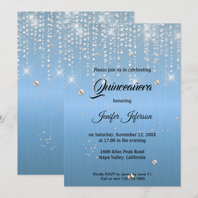 Modern elegant Quinceanera-inbjudan Inbjudningar (Fram/baksida)