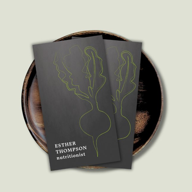 Modern Elegant Radish Grått Grönt Visitkort (Skapare uppladdad)