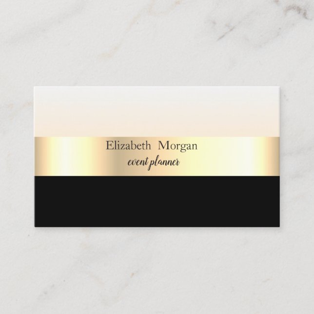 Modern Elegant, rand Snyggt, svart, Guld Visitkort (Framsida)