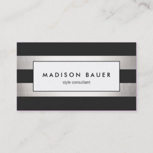 Modern Elegant, rand svart och FAUX Silver Foil Visitkort
