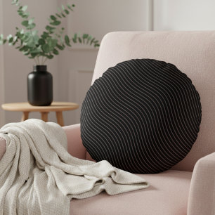 Modern Elegant, rand svart Rund Kudde