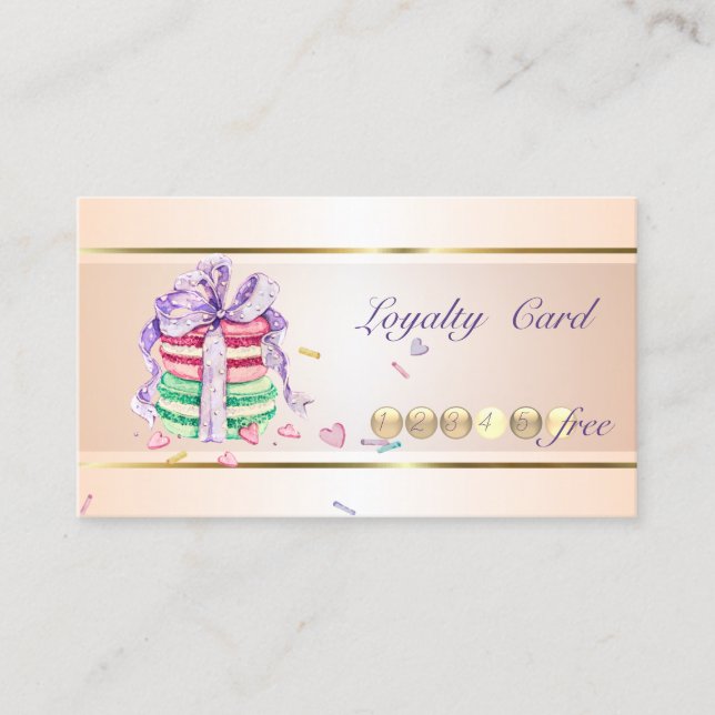 Modern Elegant, Randig, Macarons Lojalitetskort (Framsida)