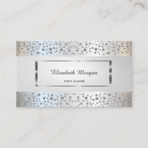 Modern Elegant, Randig, Silver Konfetti, Ram Visitkort