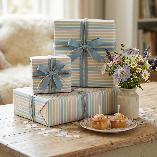 Modern Elegant Randigt Mönster Inpackningspapper Presentpapper (Skapare uppladdad)