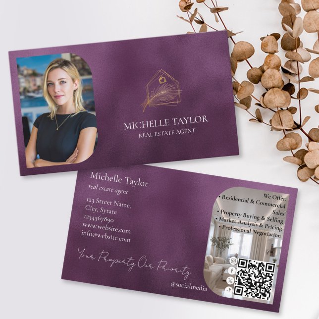 Modern Elegant Real Estate Realtor Photo Gold Visitkort (Skapare uppladdad)