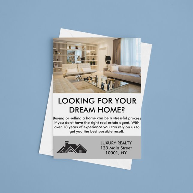 Modern Elegant Real Gods Agent Personlig Vykort (real estate realtor marketing postcard)