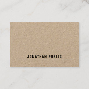 Modern Elegant Real Kraft Papper Simple Minimalist Visitkort