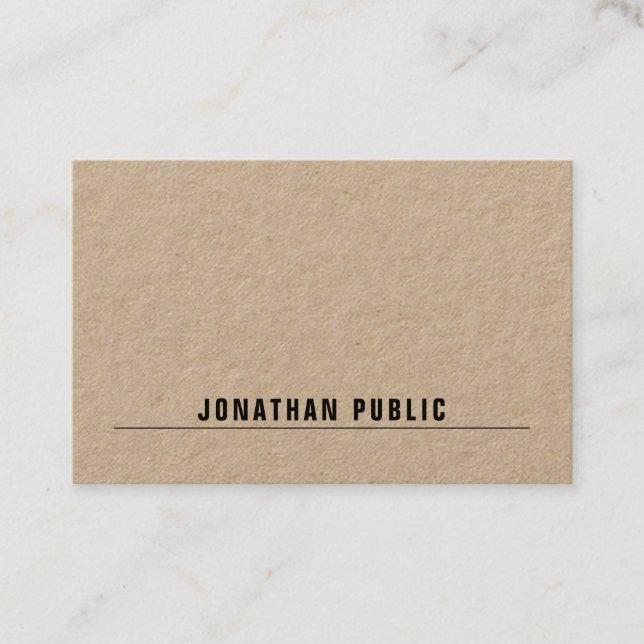 Modern Elegant Real Kraft Papper Simple Minimalist Visitkort (Framsida)