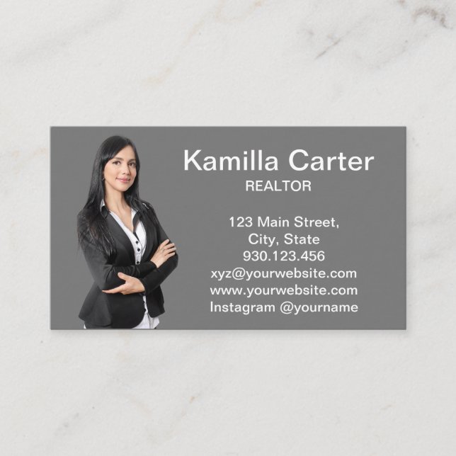 Modern Elegant Realtor Real Gods Agent Photo Visitkort (Framsida)