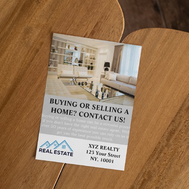 Modern Elegant Realty Photo Real Gods Agent Flygblad (Real Estate Home Selling Custom Flyer)
